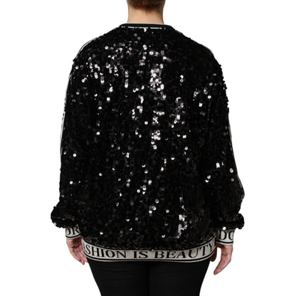 Dolce & Gabbana Black DG Queen Sequin Pullover Sweater Dolce & Gabbana