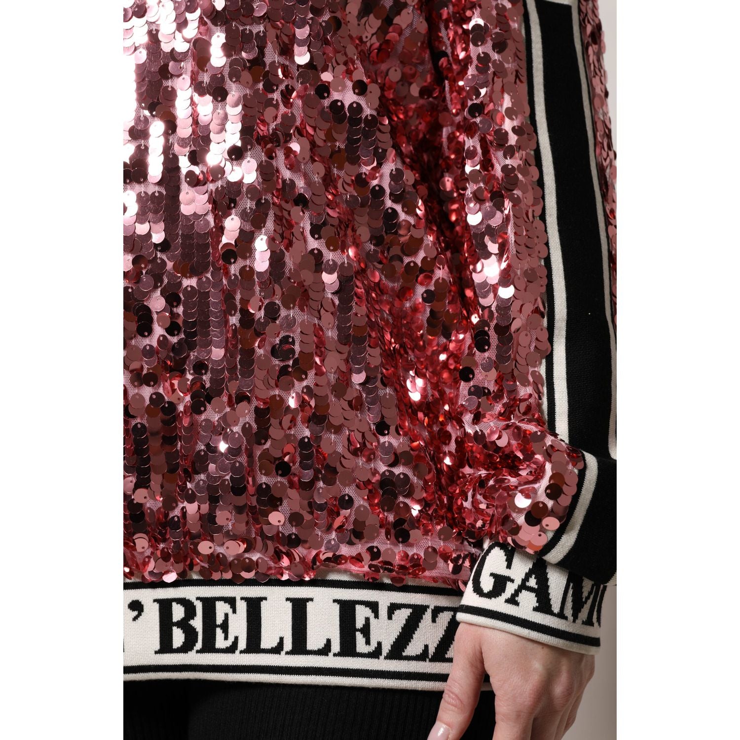 Dolce & Gabbana Pink DG Queen Sequin Pullover Sweater