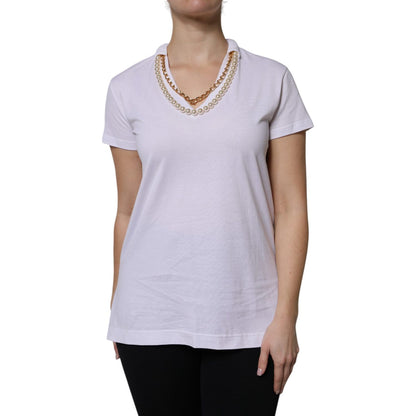 Dolce & Gabbana White Necklace Cotton Short Sleeve T-shirt