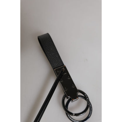 Dolce & Gabbana Brown Leather DG Plaque Double Keyring Holder Keychain