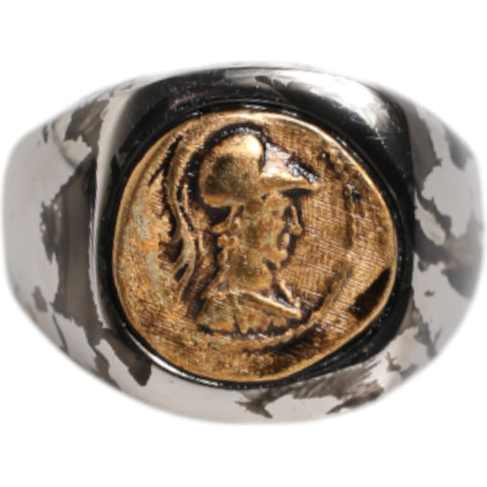 Dolce & Gabbana Silver Tone Engraved Two Color Real Brass Ring SMY10464-60