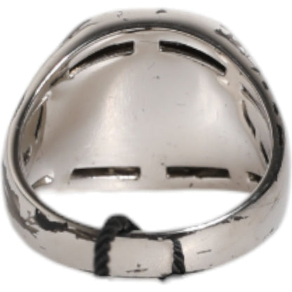 Dolce & Gabbana Silver Tone Engraved Two Color Real Brass Ring