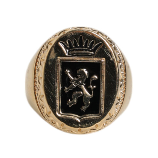 Dolce & Gabbana Gold Tone Engraved Logo Two Color Jewelry Ring