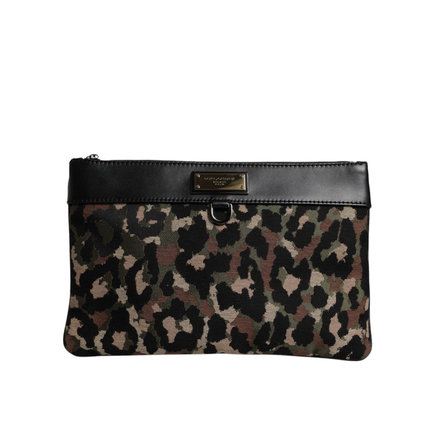 Dolce & Gabbana Multicolor Leopard Jacquard Print Logo Plaque Pouch Bag Dolce & Gabbana
