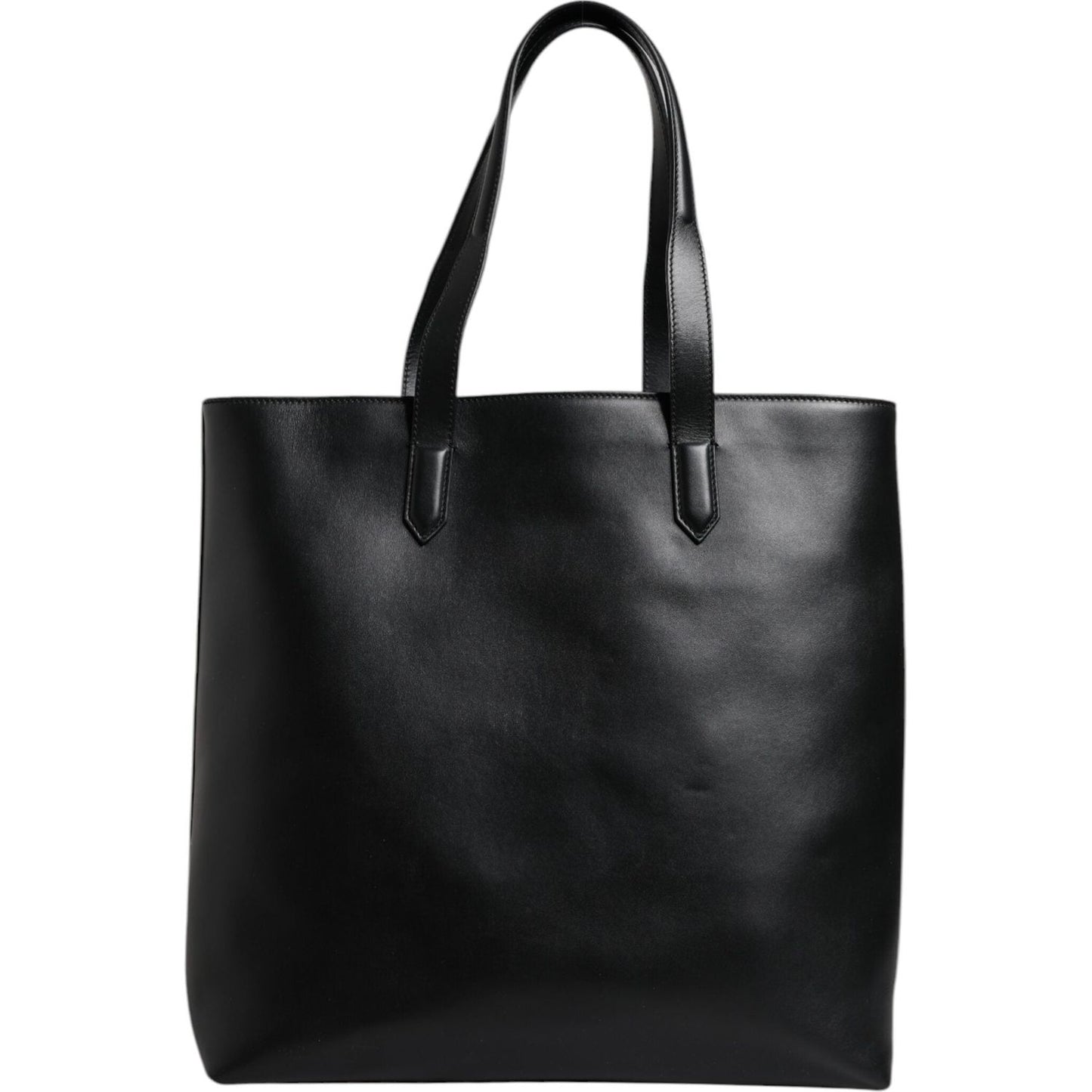 Dolce & Gabbana Black Calf Leather Shopping Tote Shoulder Bag BAG4345