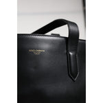 Dolce & Gabbana Black Calf Leather Shopping Tote Shoulder Bag BAG4345
