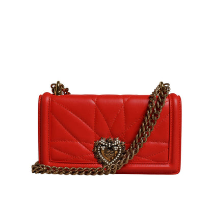 Dolce & Gabbana Red Quilted Devotion Crossbody Chain Phone Cover Bag
