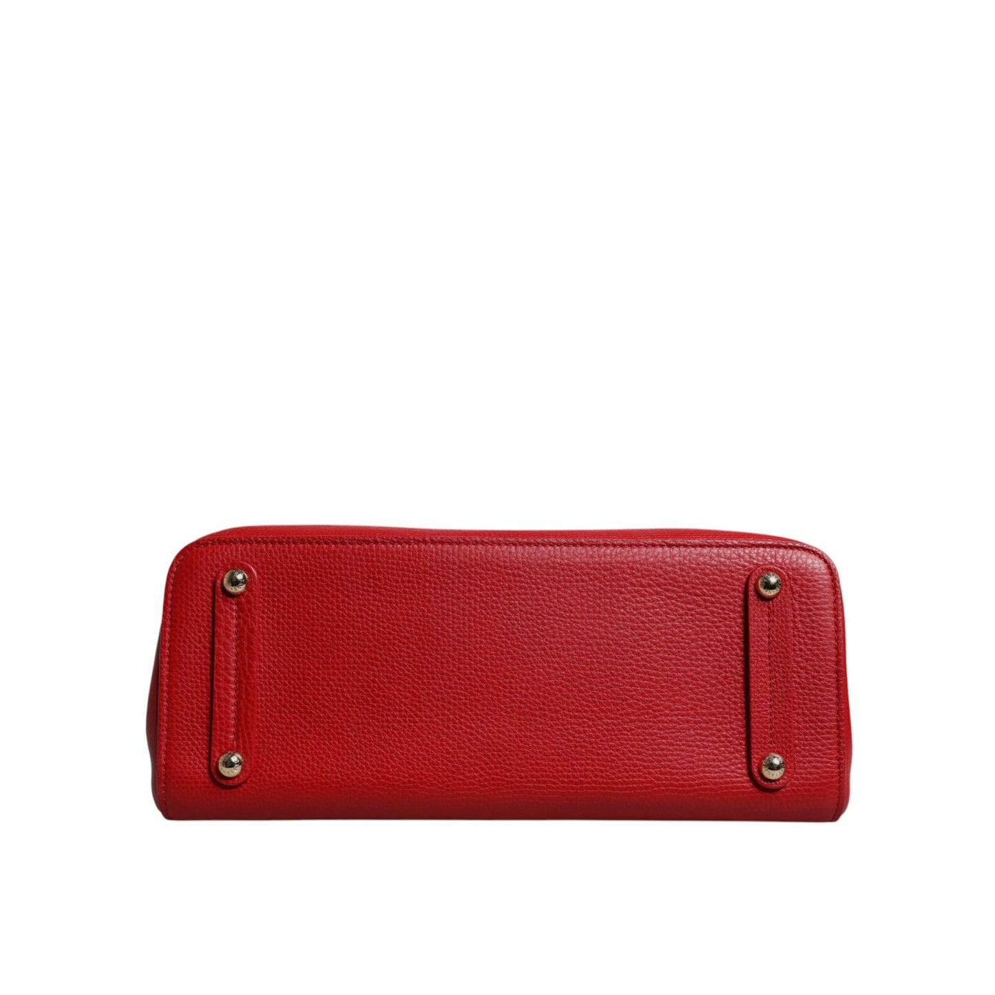 Dolce & Gabbana Red Calfskin Leather Logo Plaque Top Handle Bag
