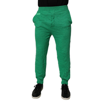 Dsquared² Green Cotton Elastic Waist Men Casual Pants
