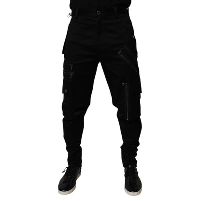 Dolce & Gabbana Black Cotton Cargo Tapered Pants Dolce & Gabbana