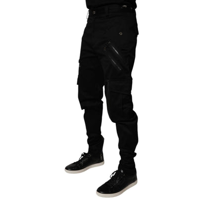 Dolce & Gabbana Black Cotton Cargo Tapered Pants Dolce & Gabbana