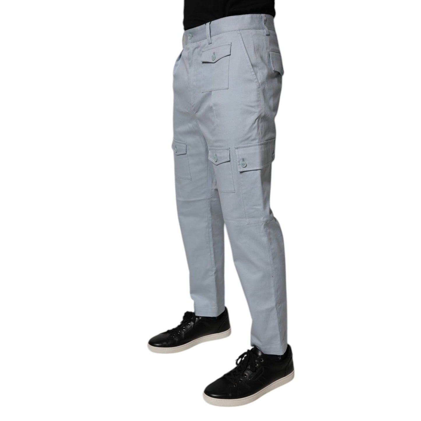 Dolce & Gabbana Light Blue Cotton Cargo Tapered Pants