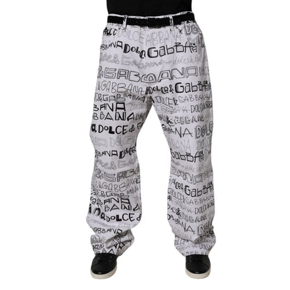 Dolce & Gabbana White Logo Print Straight Men Denim Jeans Dolce & Gabbana