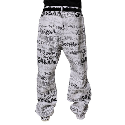 Dolce & Gabbana White Logo Print Straight Men Denim Jeans Dolce & Gabbana