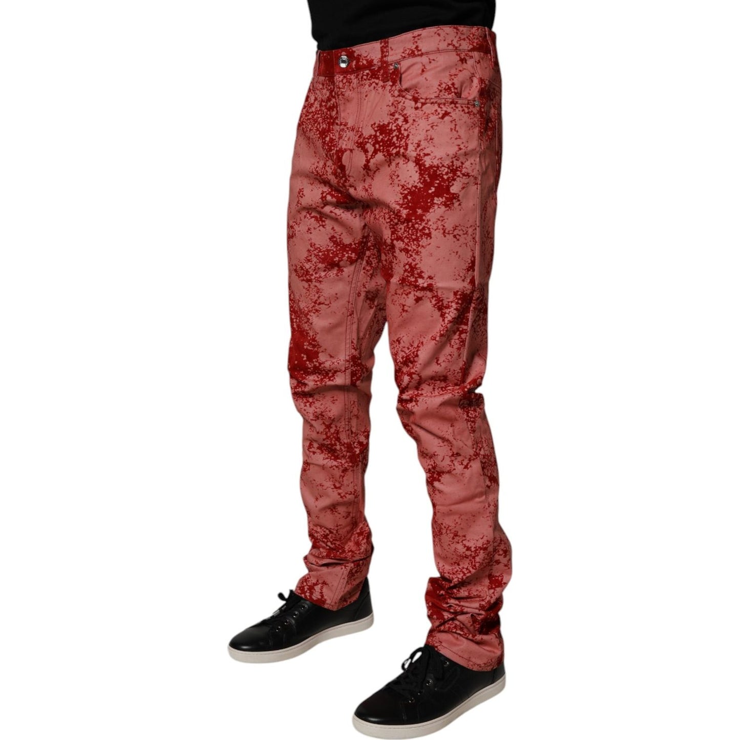 Dolce & Gabbana Red Tie Dye Cotton Skinny Men Denim Jeans PAN75144-48