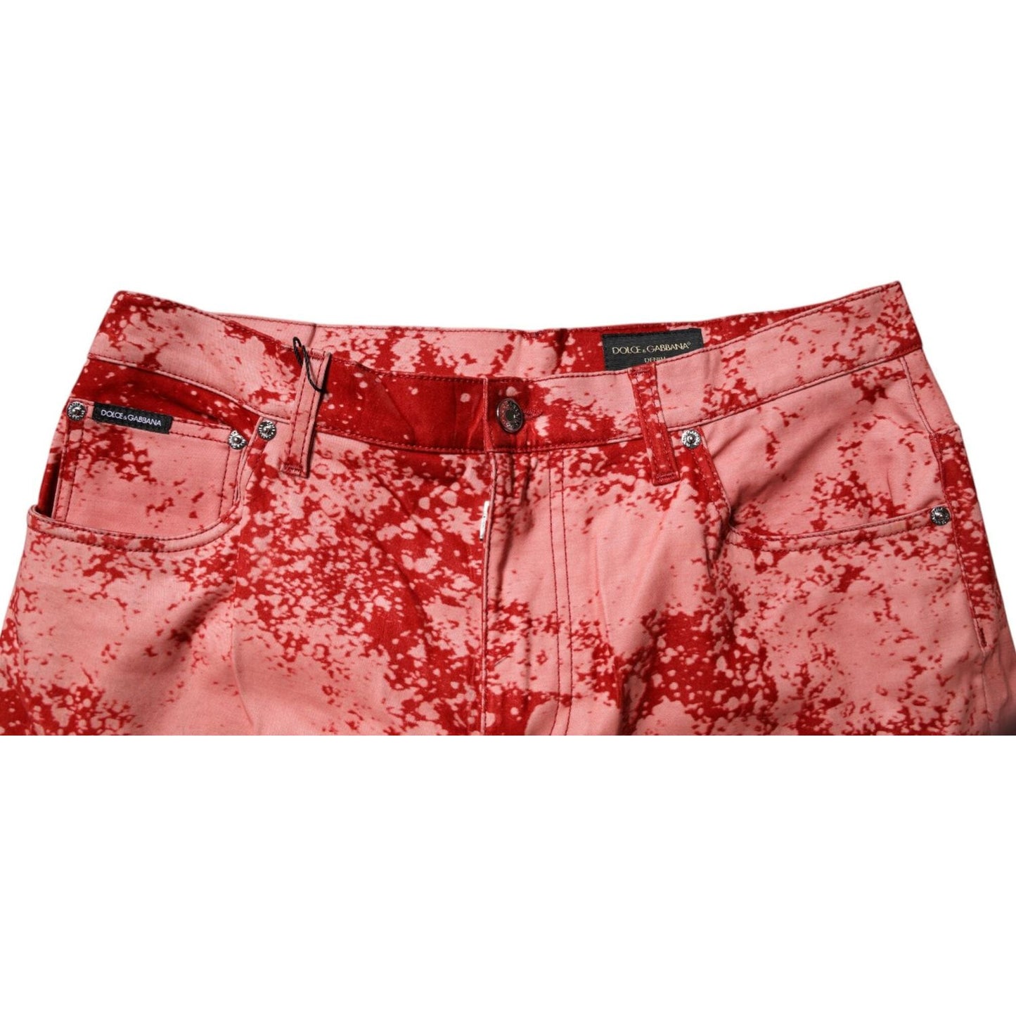 Dolce & Gabbana Red Tie Dye Cotton Skinny Men Denim Jeans PAN75144-48