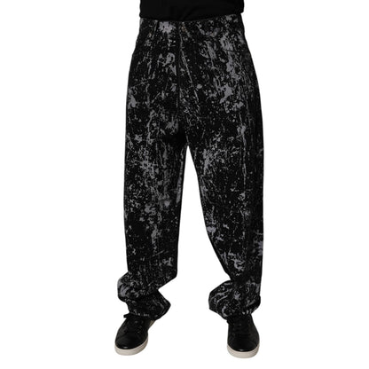 Dolce & Gabbana Black Tie Dye Cotton Straight Men Denim Jeans Dolce & Gabbana