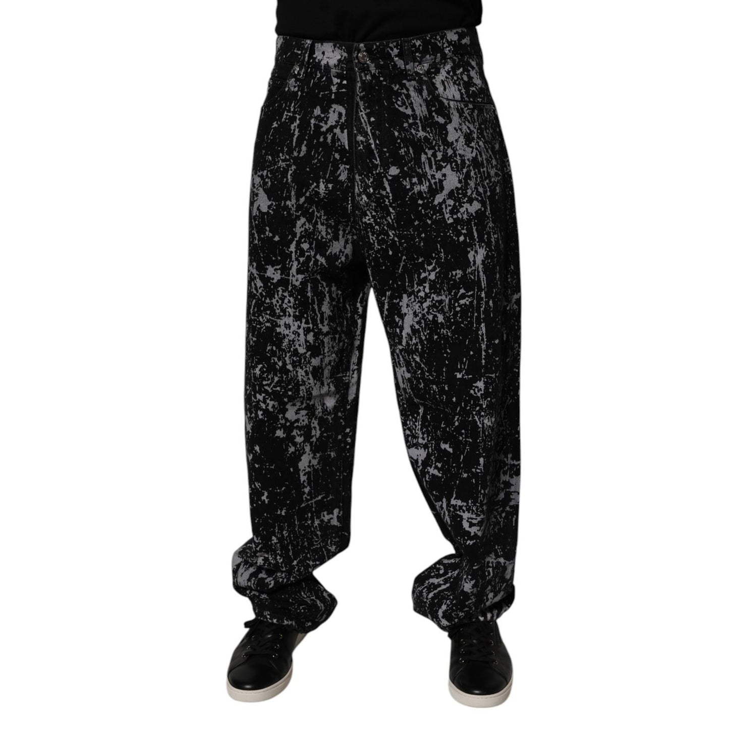 Dolce & Gabbana Black Tie Dye Cotton Straight Men Denim Jeans Dolce & Gabbana