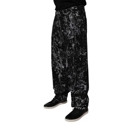 Dolce & Gabbana Black Tie Dye Cotton Straight Men Denim Jeans Dolce & Gabbana