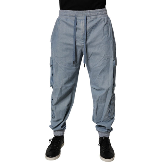 Dolce & Gabbana Light Blue Cotton Jogger Cargo Men Denim Pants