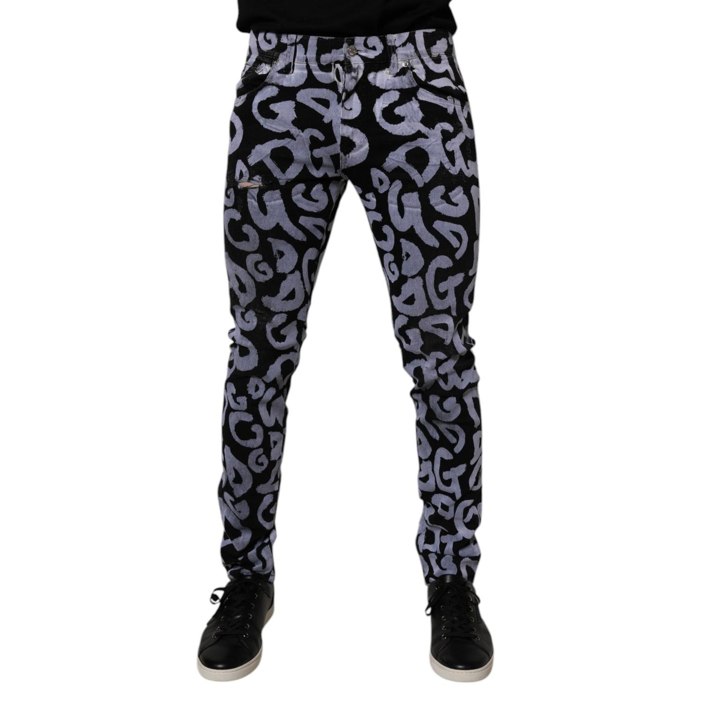 Dolce & Gabbana Black Logo Monogram Cotton Skinny Denim Jeans Dolce & Gabbana