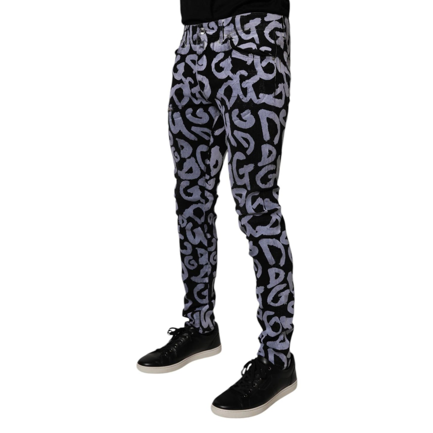 Dolce & Gabbana Black Logo Monogram Cotton Skinny Denim Jeans Dolce & Gabbana