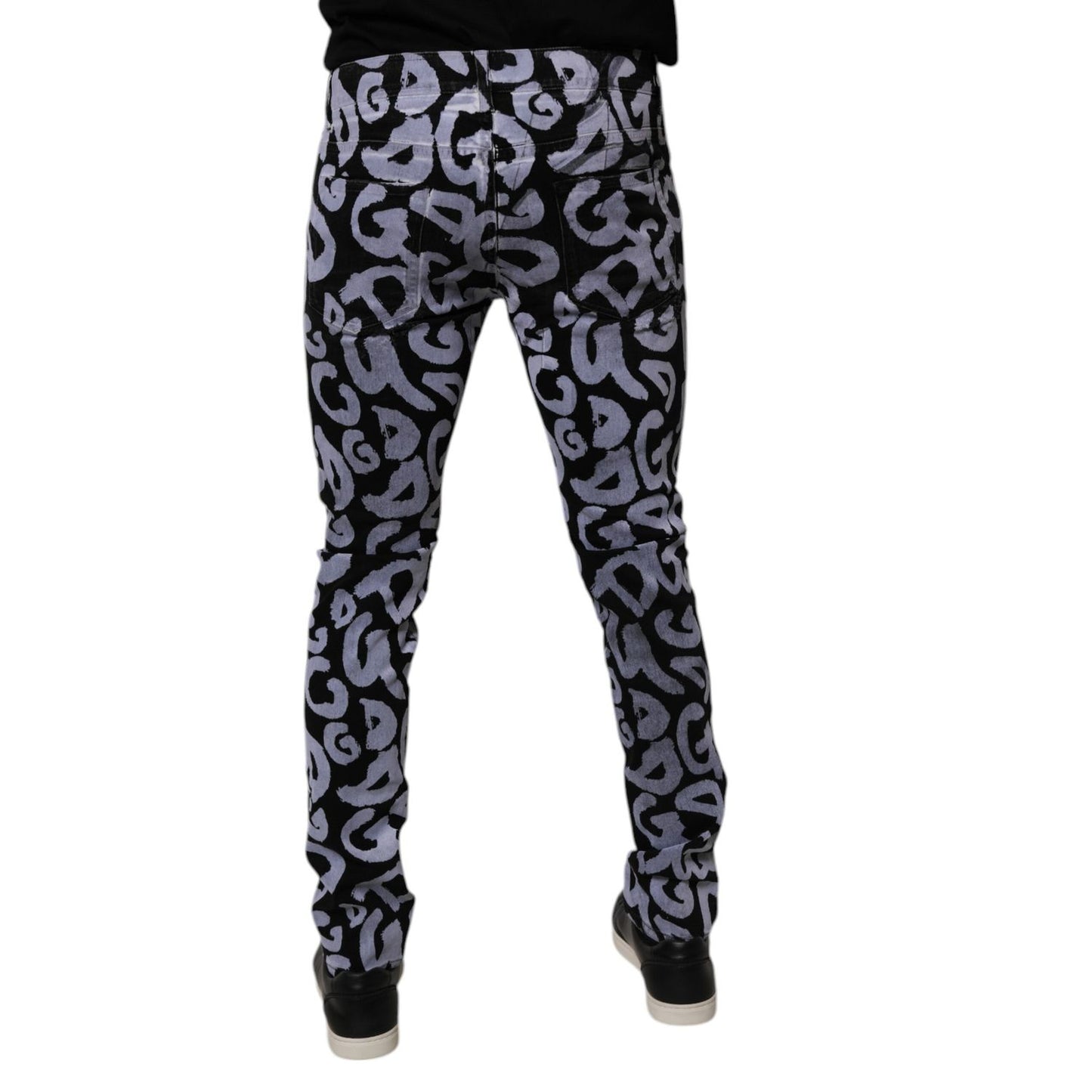 Dolce & Gabbana Black Logo Monogram Cotton Skinny Denim Jeans Dolce & Gabbana