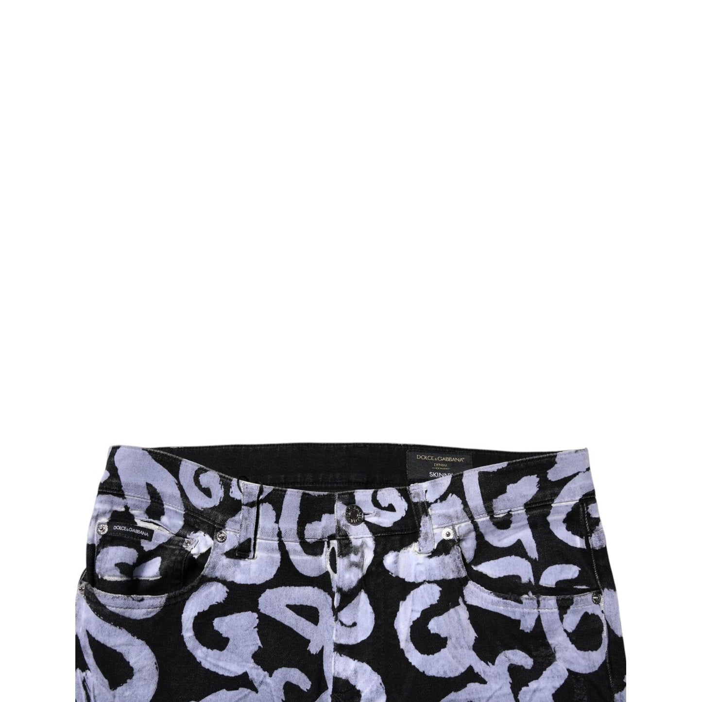 Dolce & Gabbana Black Logo Monogram Cotton Skinny Denim Jeans Dolce & Gabbana