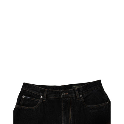 Dolce & Gabbana Black Cotton Mid Waist Wide Leg Denim Jeans Dolce & Gabbana
