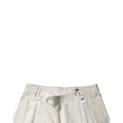 Dolce & Gabbana White Linen Mid Waist Straight Men Denim Jeans Dolce & Gabbana