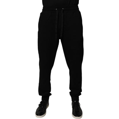 Dolce & Gabbana Black Cotton Mid Waist Jogger Sweatpants Pants Dolce & Gabbana