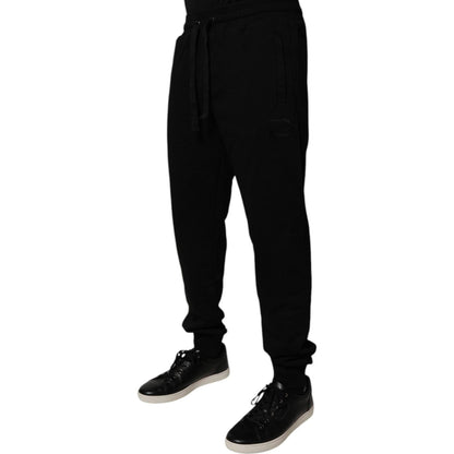 Dolce & Gabbana Black Cotton Mid Waist Jogger Sweatpants Pants Dolce & Gabbana