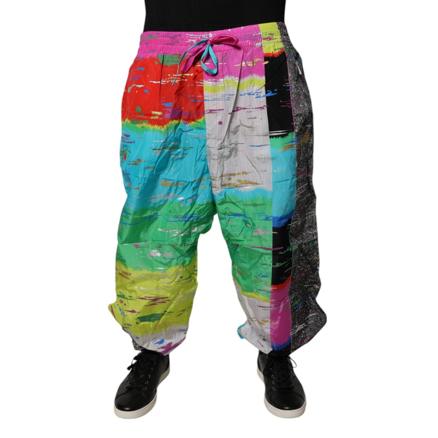 Dolce & Gabbana Multicolor Patchwork Mid Waist Sweatpants Pants Dolce & Gabbana