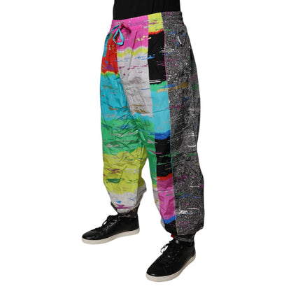 Dolce & Gabbana Multicolor Patchwork Mid Waist Sweatpants Pants Dolce & Gabbana
