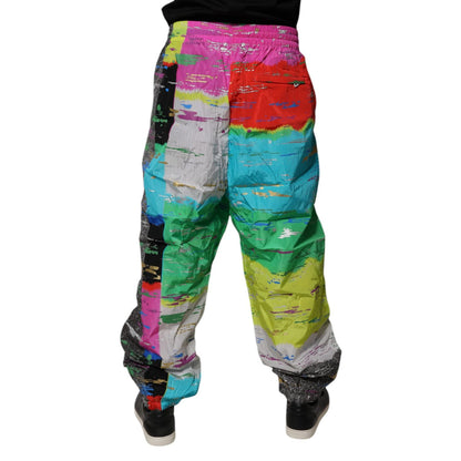 Dolce & Gabbana Multicolor Patchwork Mid Waist Sweatpants Pants Dolce & Gabbana