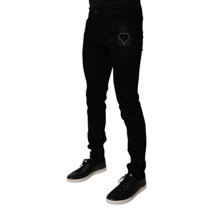 Dolce & Gabbana Black Sacred Heart Cotton Skinny Denim Jeans Dolce & Gabbana
