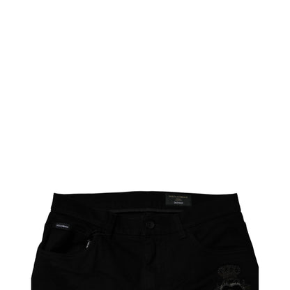 Dolce & Gabbana Black Sacred Heart Cotton Skinny Denim Jeans Dolce & Gabbana