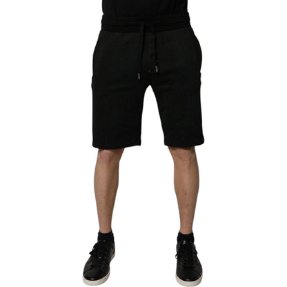 Dolce & Gabbana Black Cotton Sweatshorts Men Bermuda Shorts Dolce & Gabbana