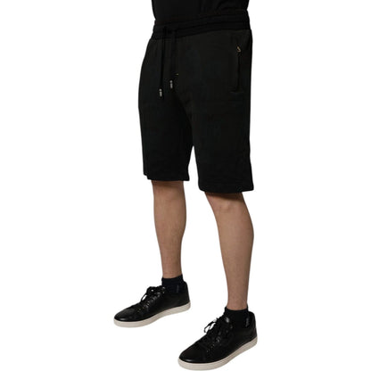 Dolce & Gabbana Black Cotton Sweatshorts Men Bermuda Shorts Dolce & Gabbana