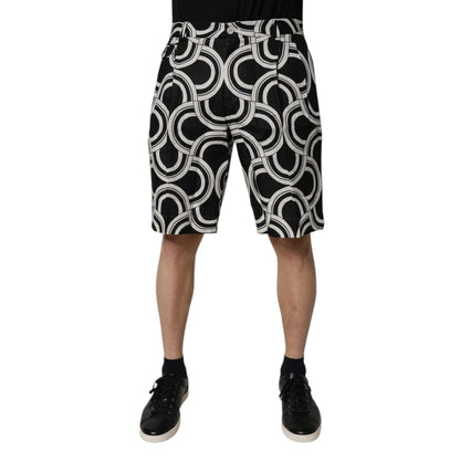 Dolce & Gabbana Black White Linen Bermuda Shorts Dolce & Gabbana