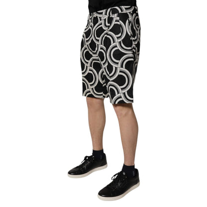 Dolce & Gabbana Black White Linen Bermuda Shorts Dolce & Gabbana