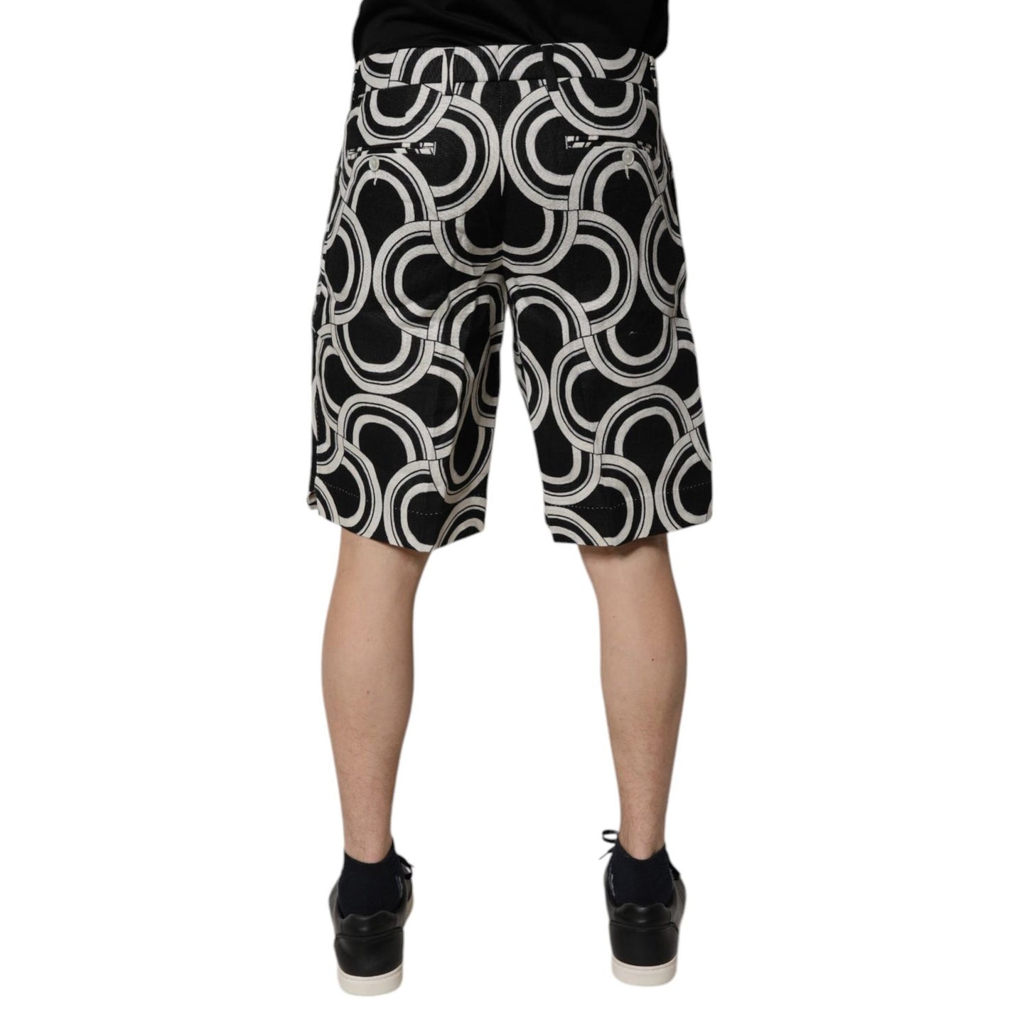 Dolce & Gabbana Black White Linen Bermuda Shorts Dolce & Gabbana
