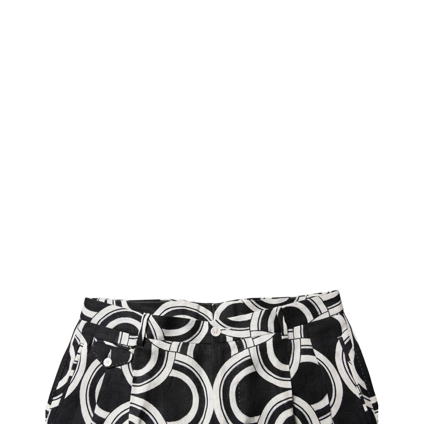 Dolce & Gabbana Black White Linen Bermuda Shorts Dolce & Gabbana