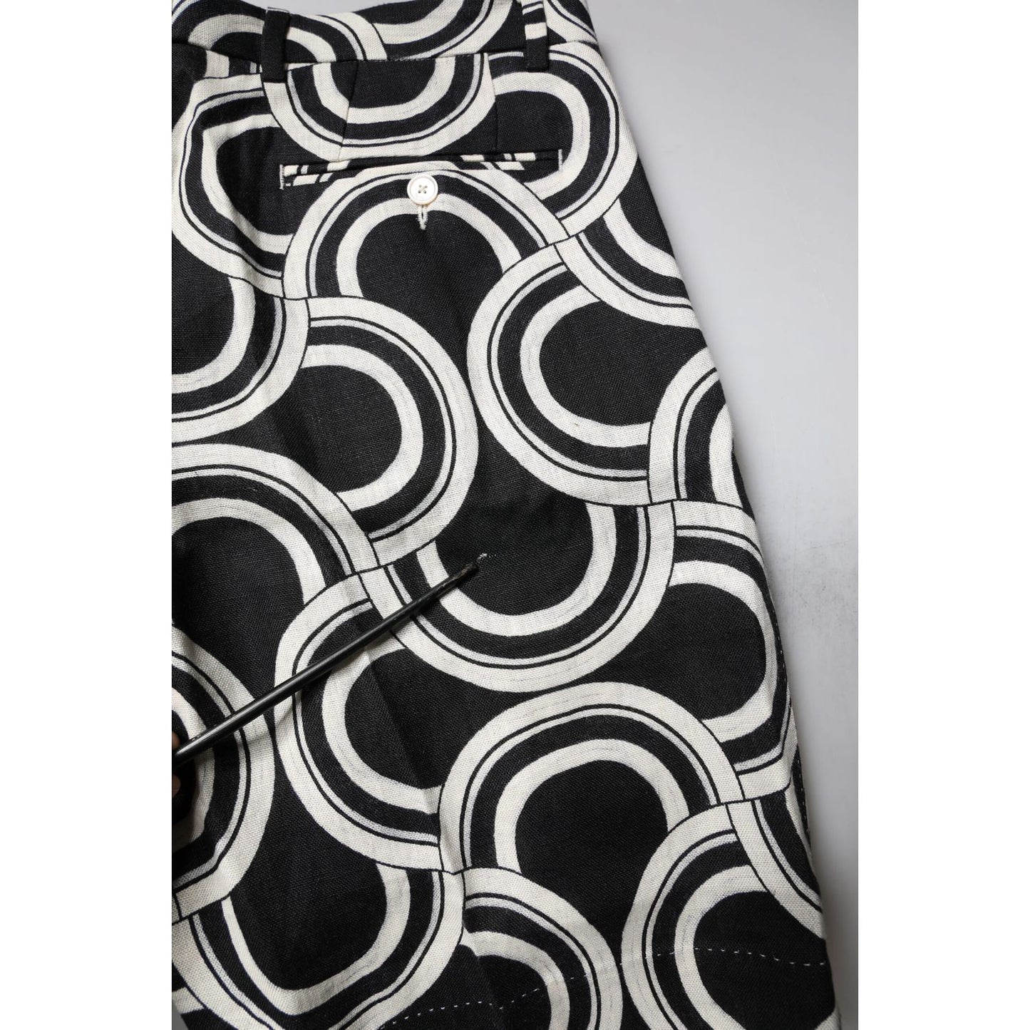 Dolce & Gabbana Black White Linen Bermuda Shorts Dolce & Gabbana