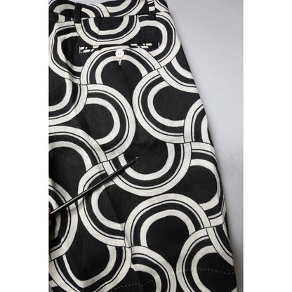 Dolce & Gabbana Black White Linen Bermuda Shorts Dolce & Gabbana