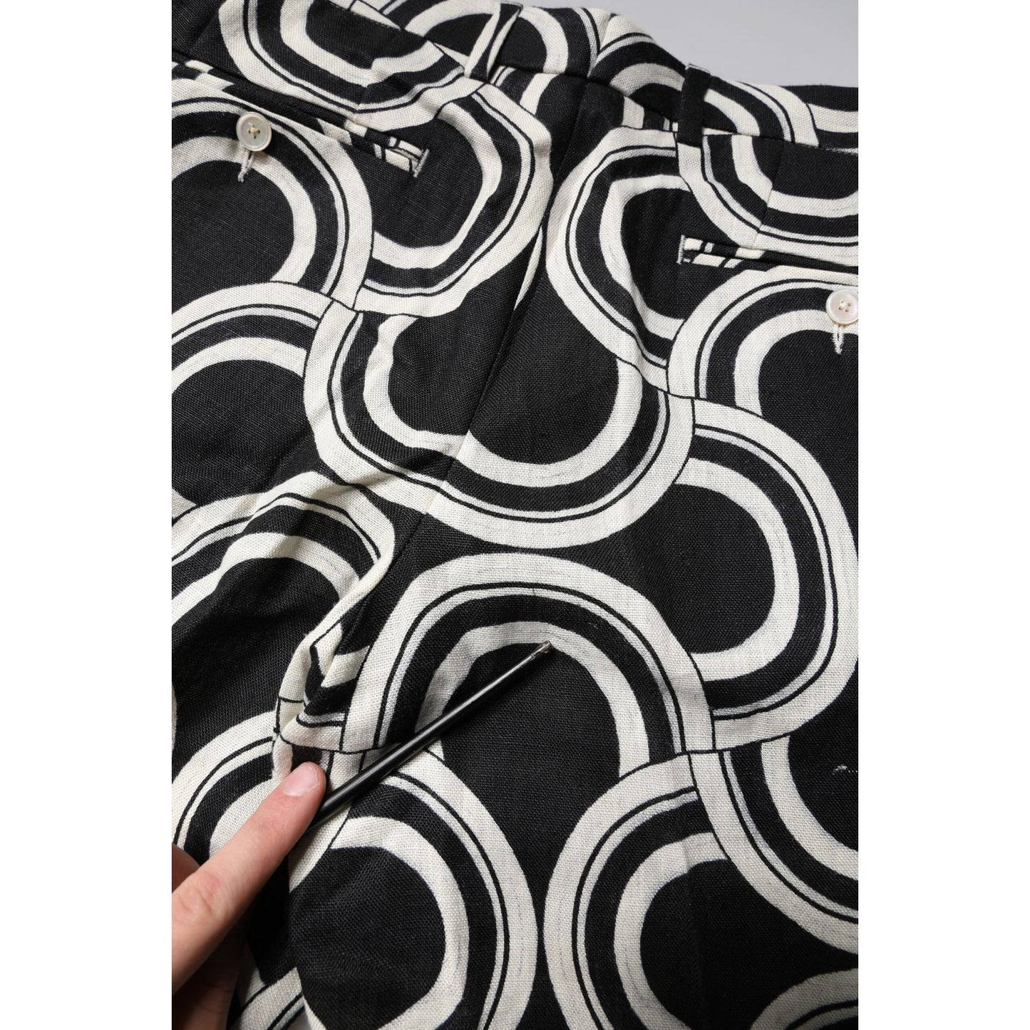 Dolce & Gabbana Black White Linen Bermuda Shorts Dolce & Gabbana