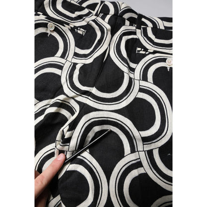 Dolce & Gabbana Black White Linen Bermuda Shorts Dolce & Gabbana