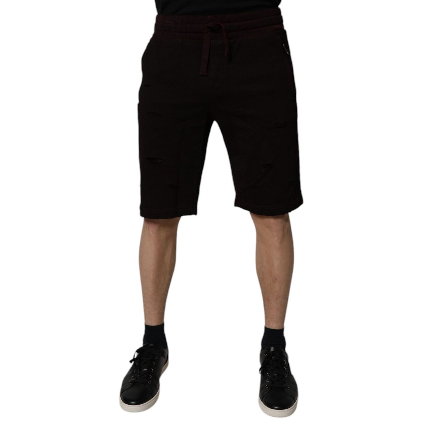 Dolce & Gabbana Maroon Cotton Sweatshorts Men Bermuda Shorts Dolce & Gabbana