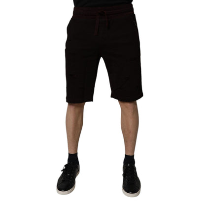 Dolce & Gabbana Maroon Cotton Sweatshorts Men Bermuda Shorts Dolce & Gabbana