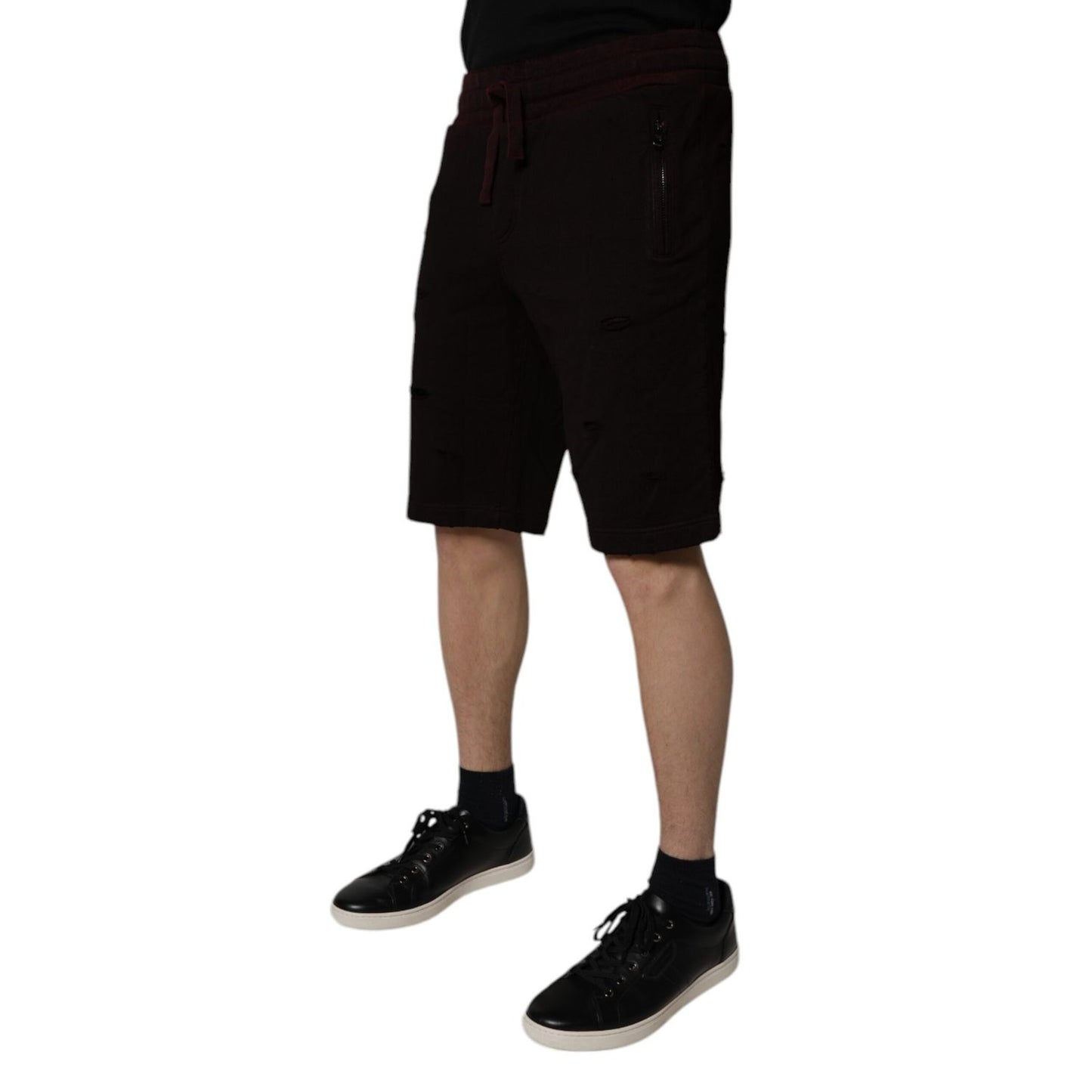 Dolce & Gabbana Maroon Cotton Sweatshorts Men Bermuda Shorts Dolce & Gabbana